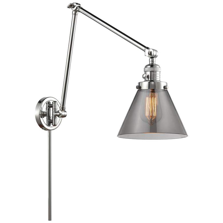 Image 1 Cone 30" High Polished Chrome Swing Arm w/ Plated Smoke Shade