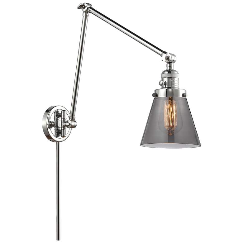 Image 1 Cone 30" High Polished Chrome Swing Arm w/ Plated Smoke Shade