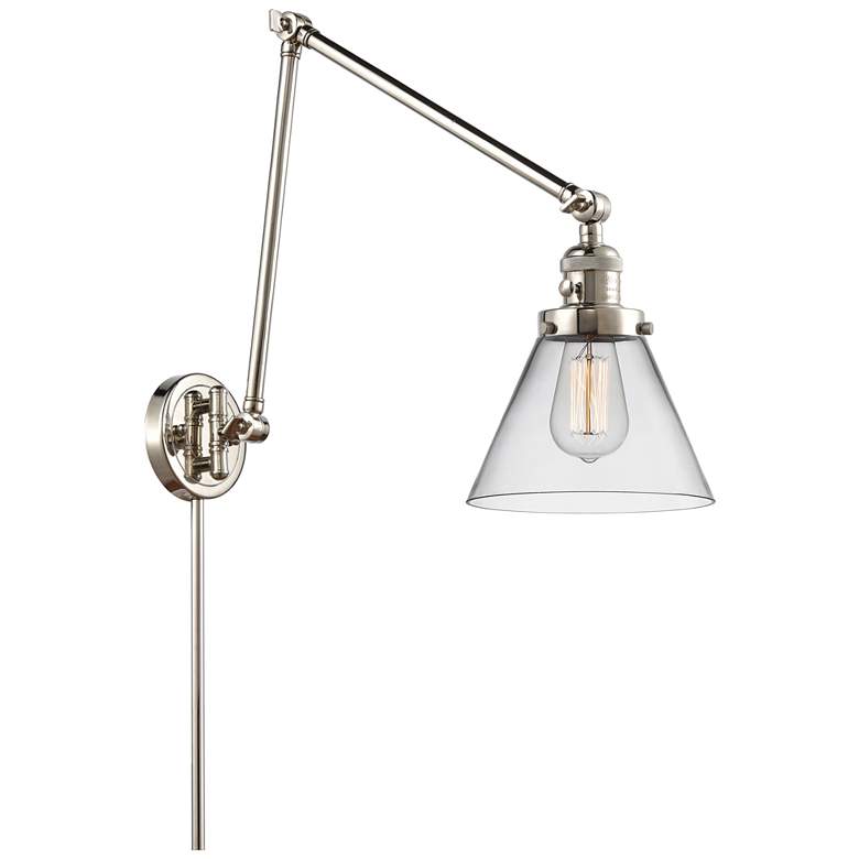 Image 1 Cone 30" High Polished Nickel Swing Arm w/ Clear Shade