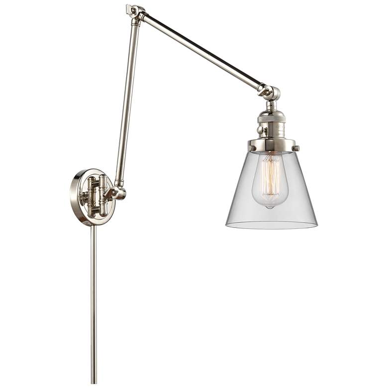 Image 1 Cone 30" High Polished Nickel Swing Arm w/ Clear Shade