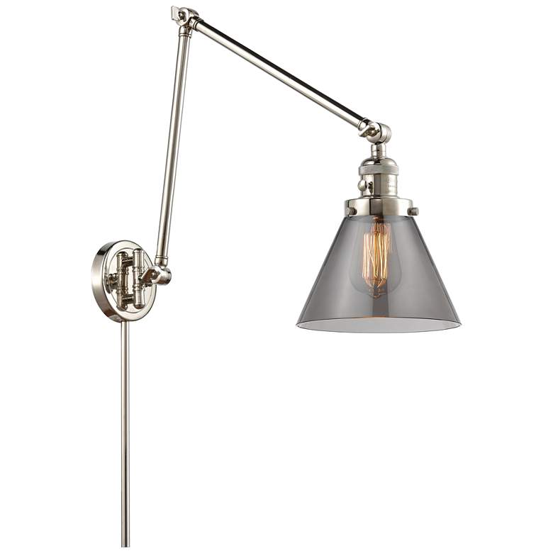 Image 1 Cone 30" High Polished Nickel Swing Arm w/ Plated Smoke Shade