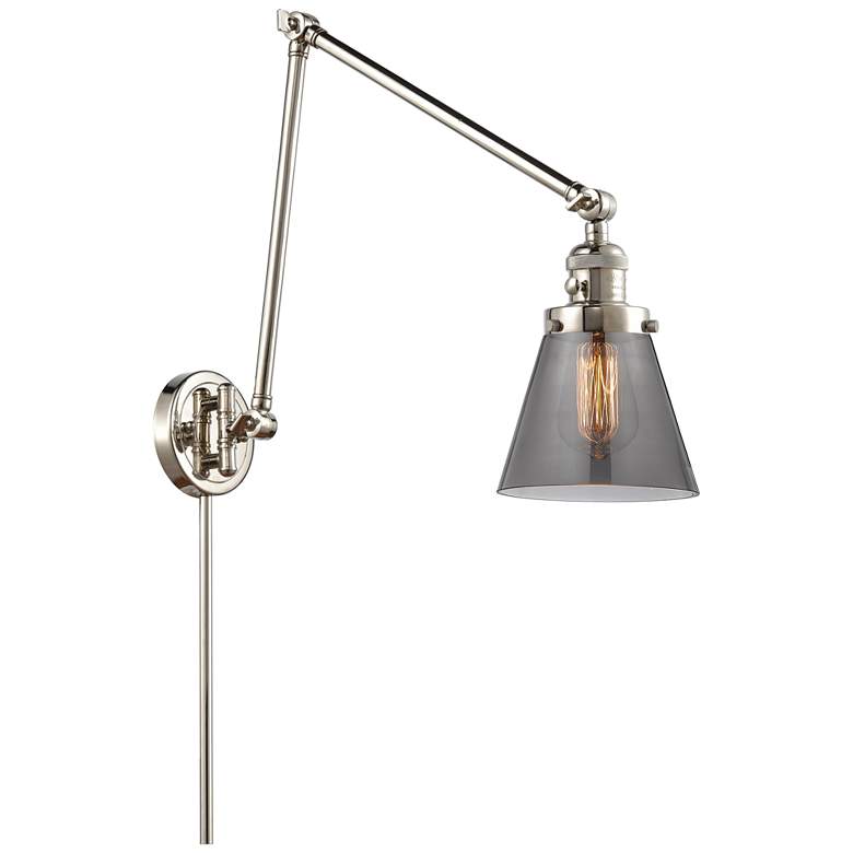 Image 1 Cone 30" High Polished Nickel Swing Arm w/ Plated Smoke Shade