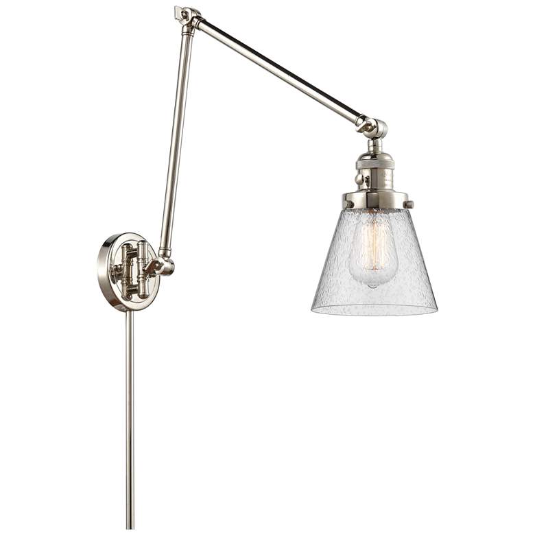 Image 1 Cone 30" High Polished Nickel Swing Arm w/ Seedy Shade