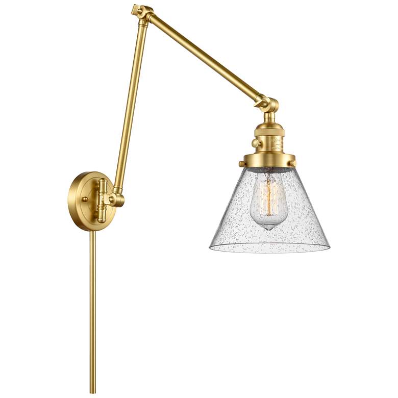 Image 1 Cone 30" High Satin Gold Swing Arm w/ Seedy Shade