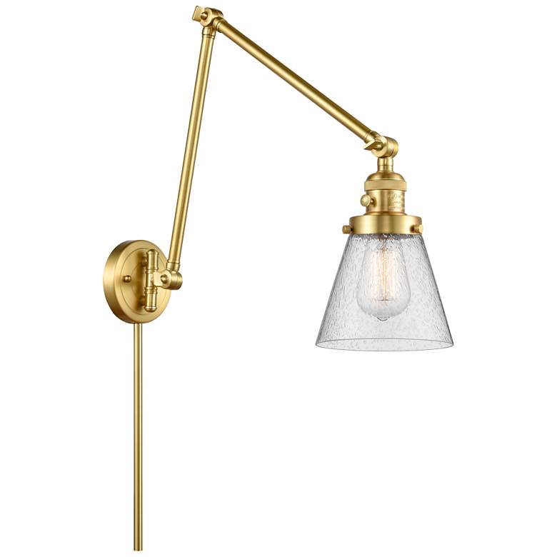 Image 1 Cone 30" High Satin Gold Swing Arm w/ Seedy Shade