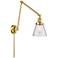 Cone 30" High Satin Gold Swing Arm w/ Seedy Shade
