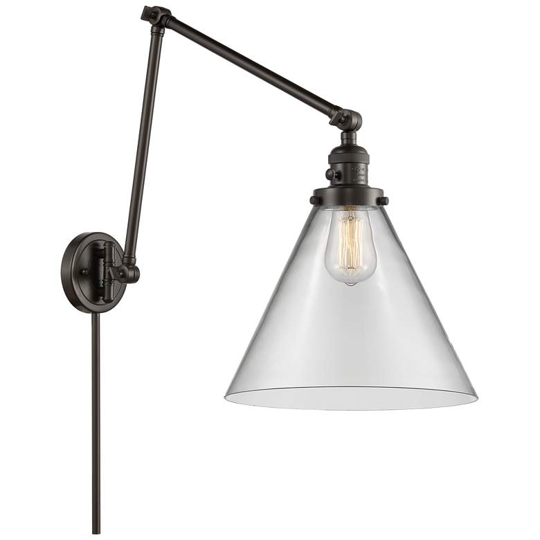 Image 1 Cone 30" Oil Rubbed Bronze LED Swing Arm w/ Clear Shade