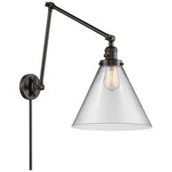 Cone 30&quot; Oil Rubbed Bronze LED Swing Arm w/ Clear Shade