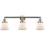 1_Cone 30"W Brushed Nickel 3-Light Bath Light w/ White Shades