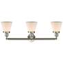 2_Cone 30"W Brushed Nickel 3-Light Bath Light w/ White Shades more views
