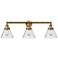 Cone 32" 3-Light Brushed Brass Bath Light w/ Seedy Shade