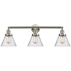 Image1 of Cone 32" 3-Light Brushed Satin Nickel Bath Light w/ Seedy Shade