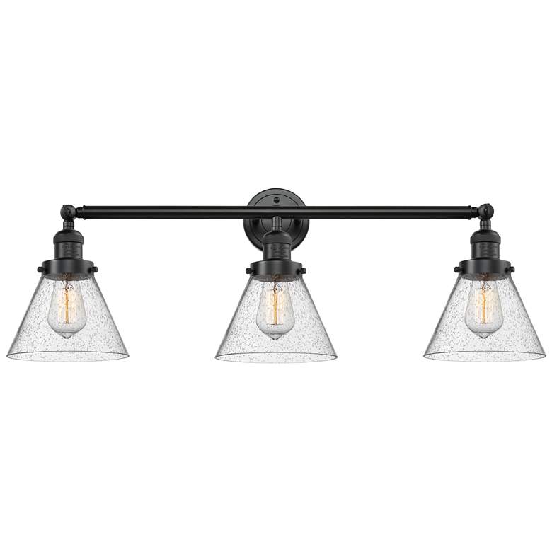 Image 1 Cone 32" 3-Light Oil Rubbed Bronze Bath Light w/ Seedy Shade