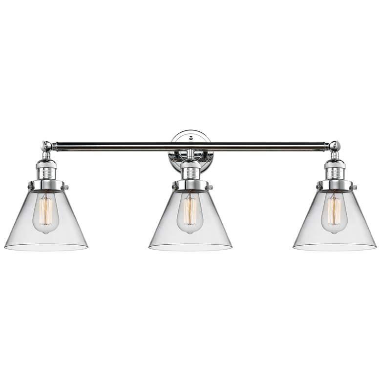 Image 1 Cone 32" 3-Light Polished Chrome Bath Light w/ Clear Shade