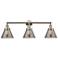 Cone 32" 3-Light Polished Nickel Bath Light w/ Plated Smoke Shade