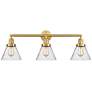 Cone 32" 3-Light Satin Gold Bath Light w/ Seedy Shade