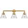 Cone 32" 3-Light Satin Gold Bath Light w/ Seedy Shade
