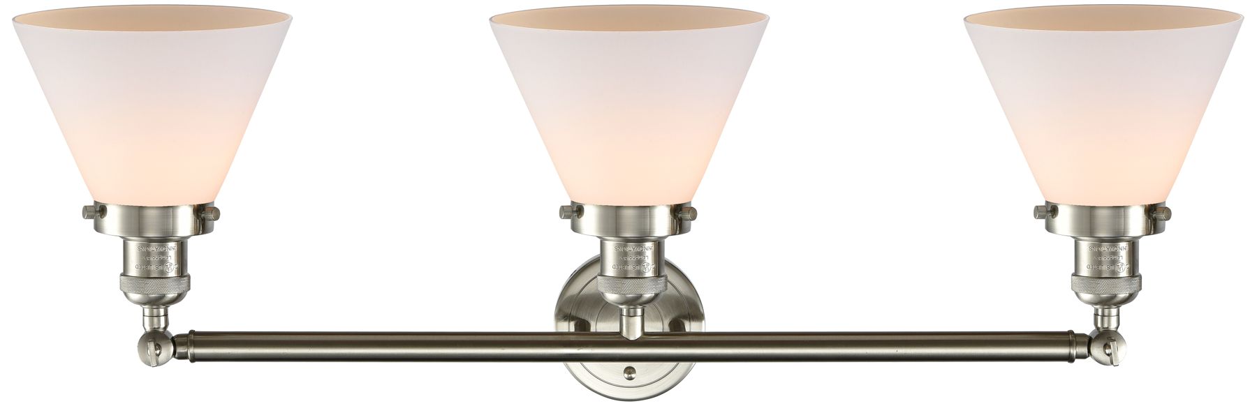 Image 2 Cone 32" Wide 3 Light Brushed Satin Nickel Bath Vanity Light w/ White  more views