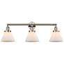 Cone 32" Wide 3 Light Polished Nickel Bath Vanity Light w/ White Shade