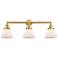 Cone 32" Wide 3 Light Satin Gold Bath Vanity Light w/ Matte White Shad
