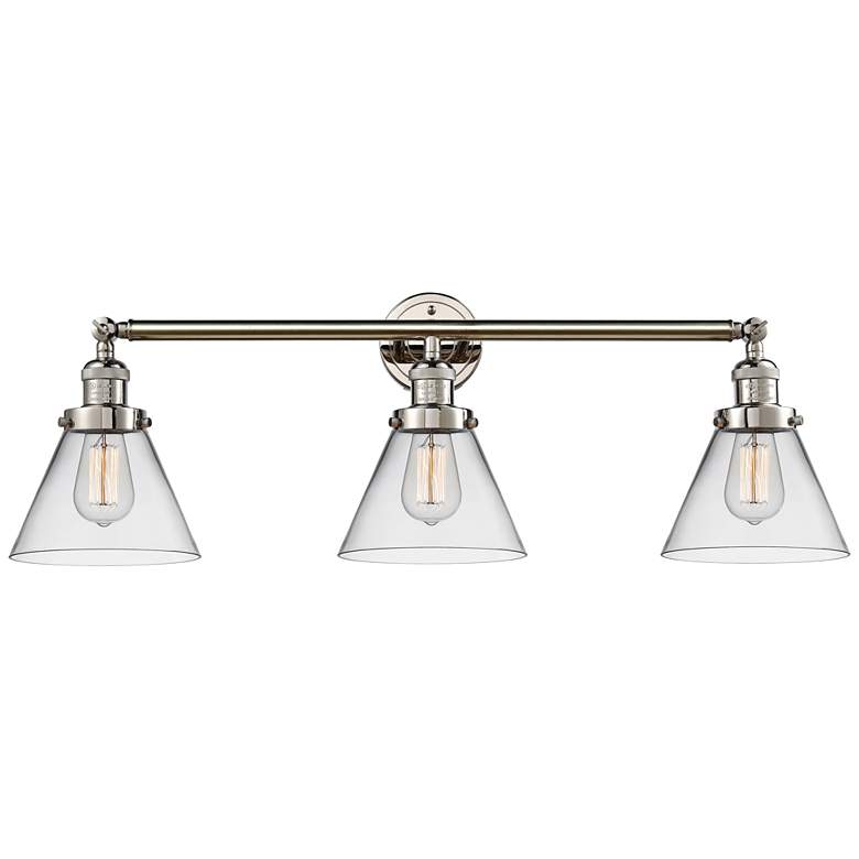Image 1 Cone 32" Wide Clear Glass Polished Nickel Bath Light