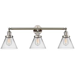 Cone 32" Wide Clear Glass Polished Nickel Bath Light