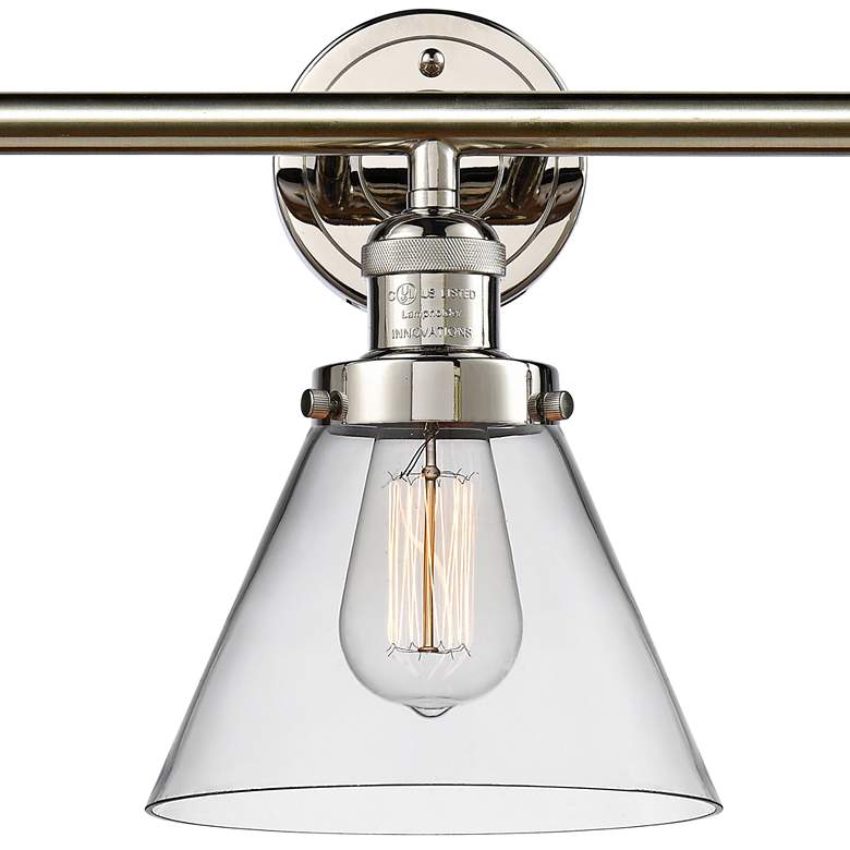 Image 2 Cone 32 inch Wide Clear Glass Polished Nickel Bath Light more views