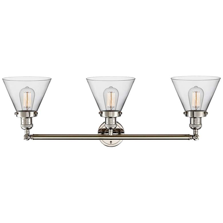 Image 3 Cone 32 inch Wide Clear Glass Polished Nickel Bath Light more views