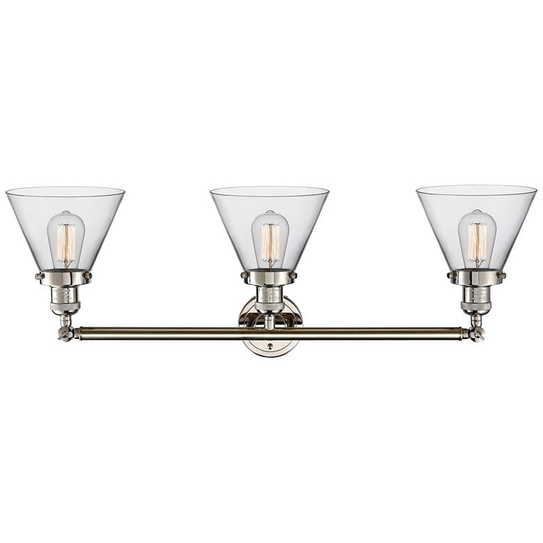 Image 3 Cone 32" Wide Clear Glass Polished Nickel Bath Light more views