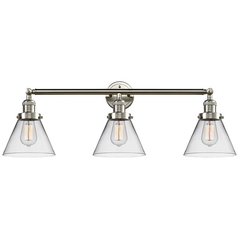 Image 1 Cone 32" Wide Clear Glass Satin Nickel Bath Light