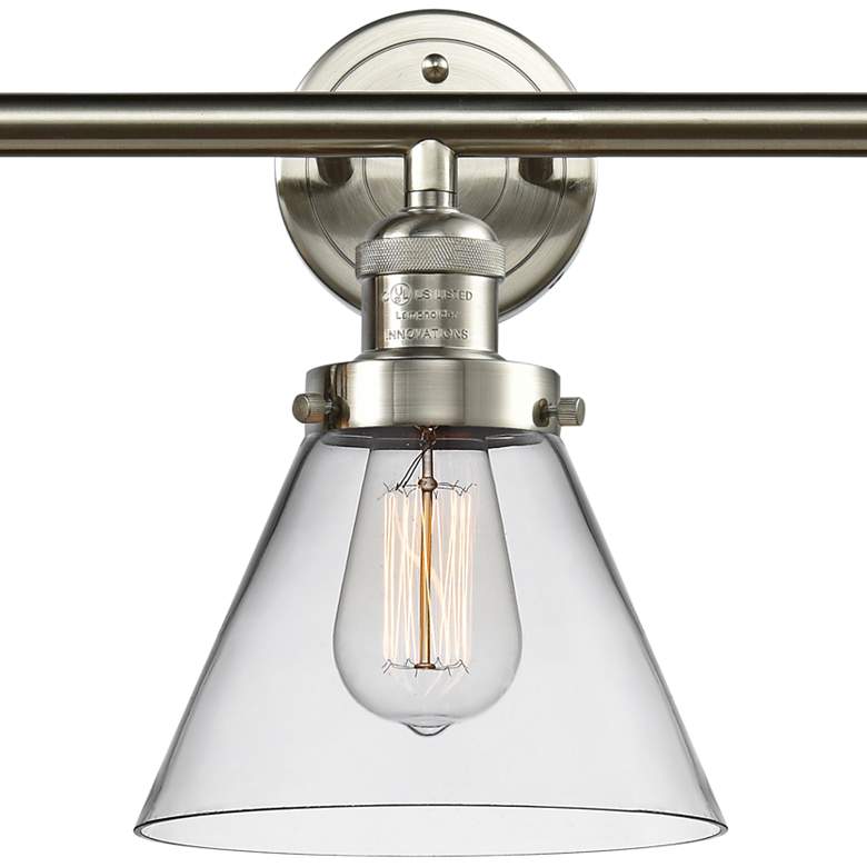Image 2 Cone 32 inch Wide Clear Glass Satin Nickel Bath Light more views