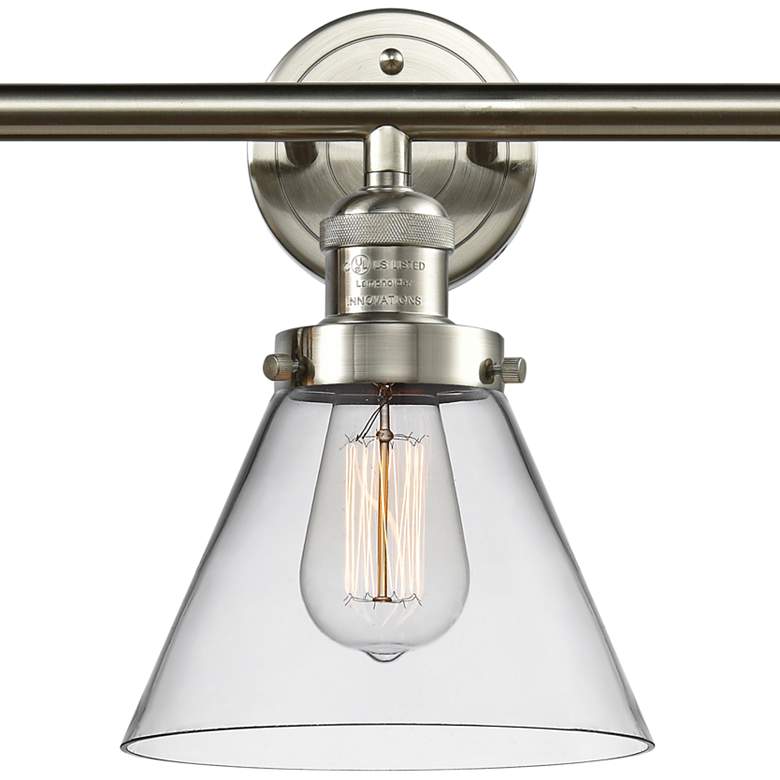 Image 2 Cone 32" Wide Clear Glass Satin Nickel Bath Light more views