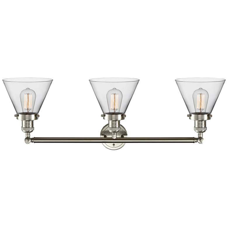 Image 3 Cone 32 inch Wide Clear Glass Satin Nickel Bath Light more views