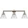 Cone 32"W Polished Nickel Clear Glass 3-Light LED Bath Light