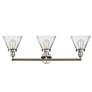 2_Cone 32"W Polished Nickel Clear Glass 3-Light LED Bath Light more views