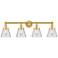 Cone 33.5" Wide 4 Light Satin Gold Bath Vanity Light With Clear Shade