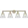 1_Cone 33 1/4" Wide Antique Brass and Clear 4-Light Bath Light