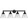Cone 34 3/4" Wide Matte Black Clear Glass 4-Light Bath Light