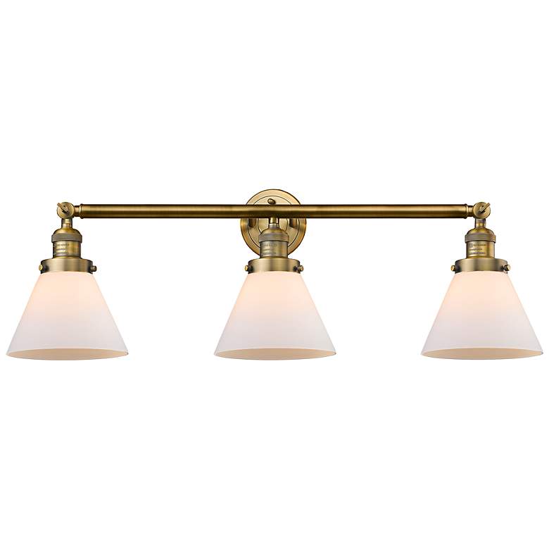 Image 1 Cone 34" Wide Brushed Brass 3-Light Vanity Bath Light