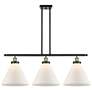 Cone 36" Wide 3 Light Black Brass Island Light w/ Matte White Shade