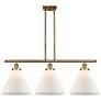 Cone 36" Wide 3 Light Brushed Brass Island Light w/ Matte White Shade