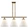 Cone 36" Wide 3 Light Brushed Brass Island Light w/ Matte White Shade
