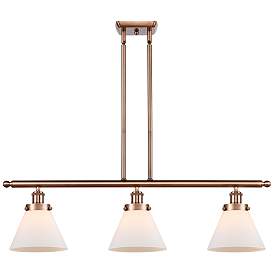 Image1 of Cone 36" Wide 3 Light Copper Island Light w/ Matte White Shade