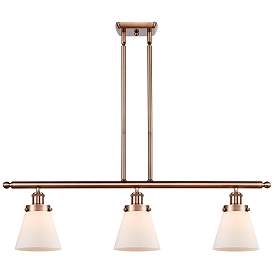 Image1 of Cone 36" Wide 3 Light Copper Island Light w/ Matte White Shade