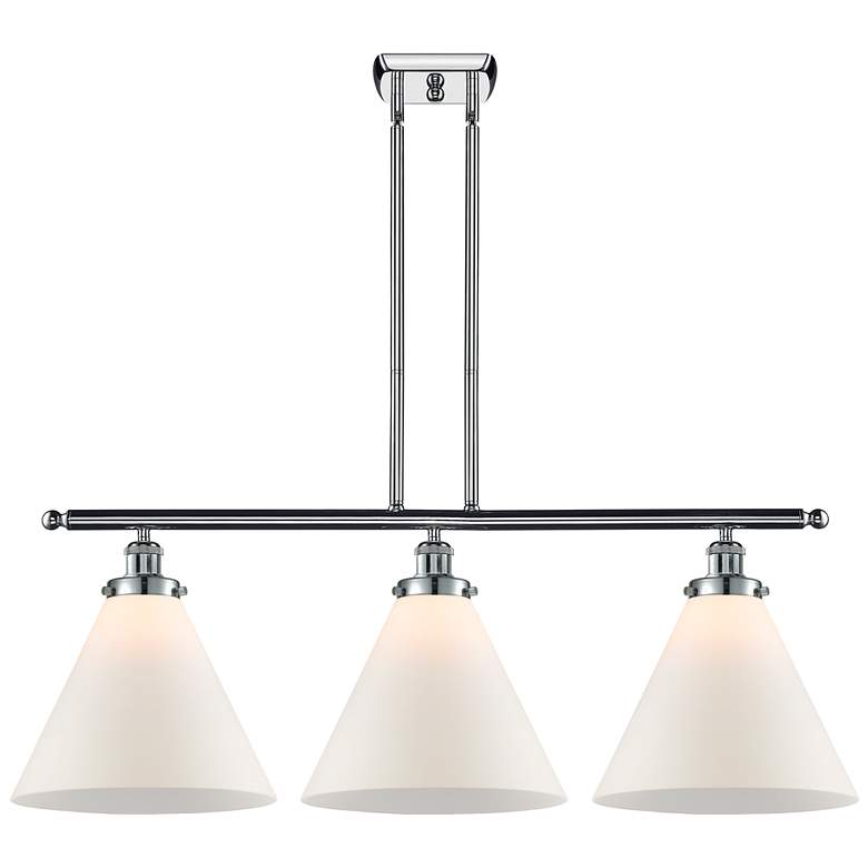 Image 1 Cone 36" Wide 3 Light Polished Chrome Island Light w/ Matte White Shad