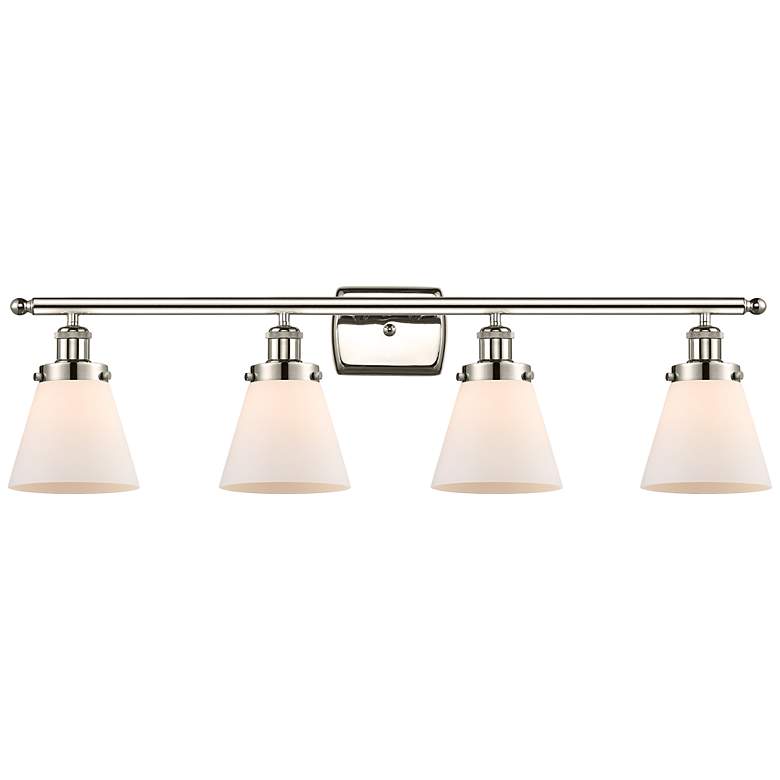Image 1 Cone 36" Wide Polished Nickel 4-Light LED Bath Light