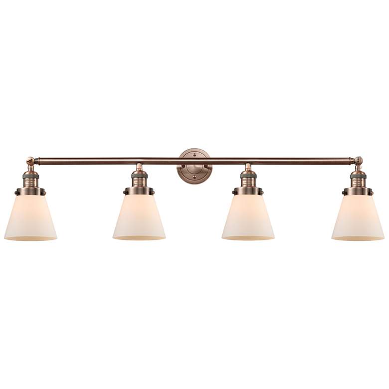 Image 1 Cone 4 Light 42" Bath Light - Antique Copper - Matte White Shade