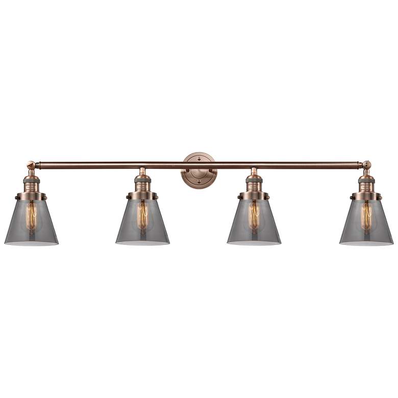 Image 1 Cone 4 Light 42" Bath Light - Antique Copper - Plated Smoke Shade