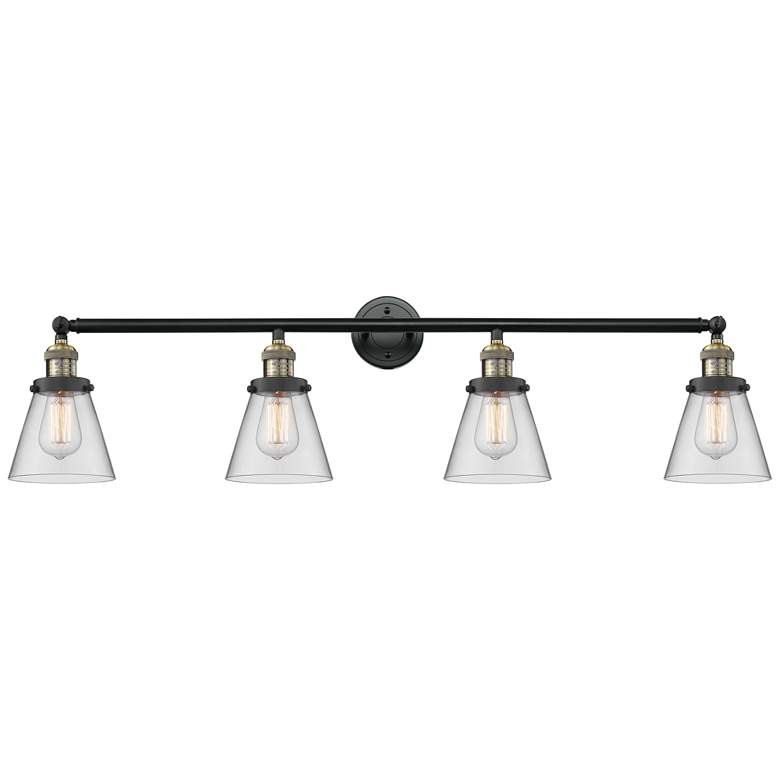 Image 1 Cone 4 Light 42" Bath Light - Black Antique Brass - Clear Shade