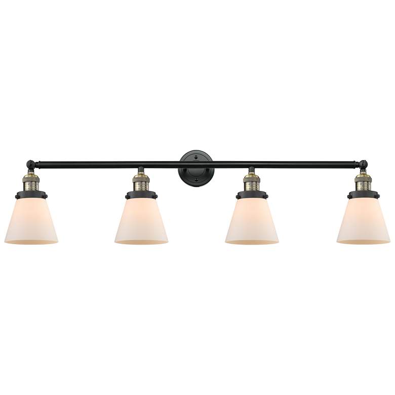 Image 1 Cone 4 Light 42" Bath Light - Black Antique Brass - Matte White Shade